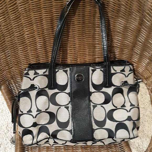 Coach Handbags - Monogram Coach Satchel w Side Drawstrings